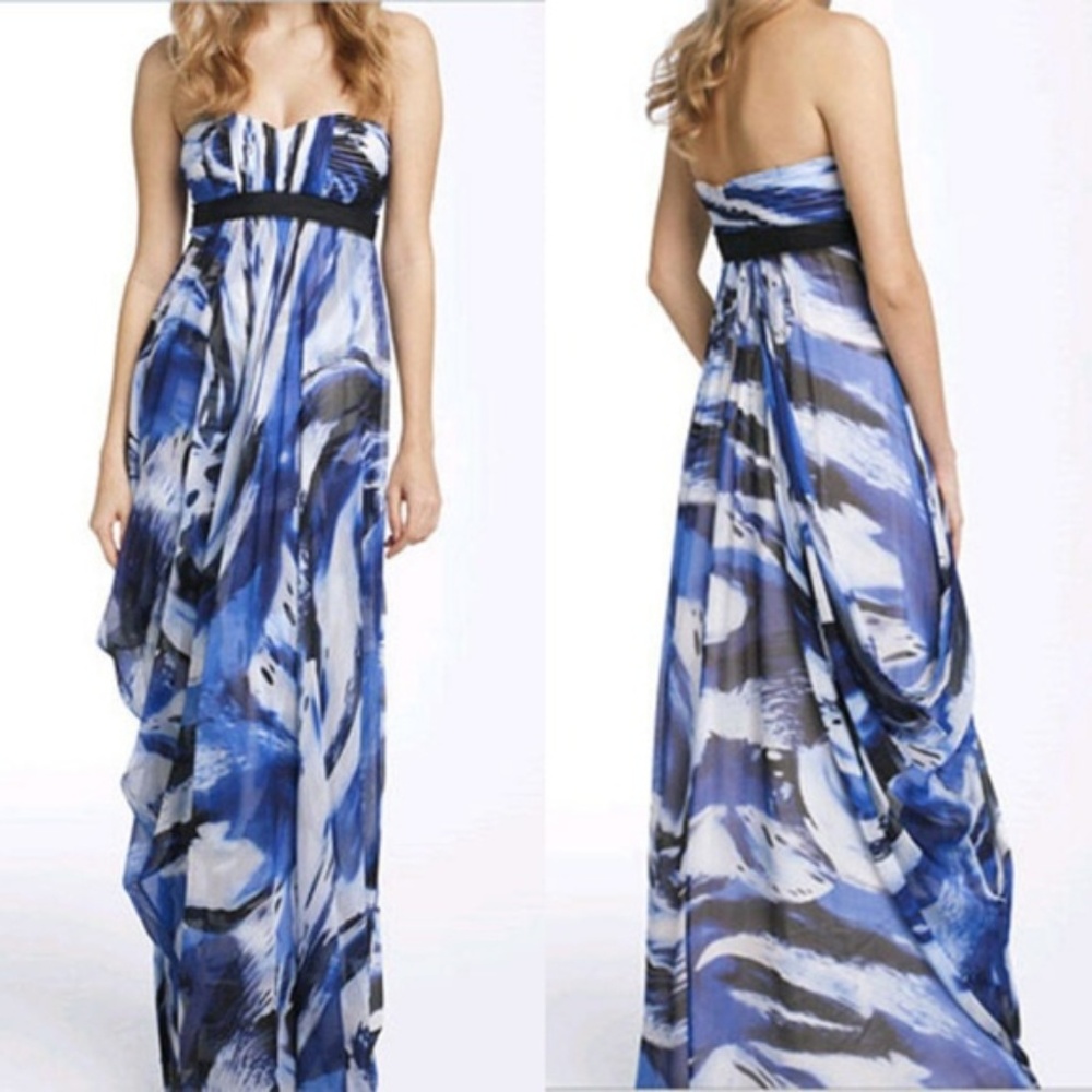 BCBG MaxAzria cobalt combo Megan draped gown